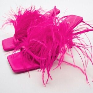 ZARA Feathered High Heel Sandals BNWT